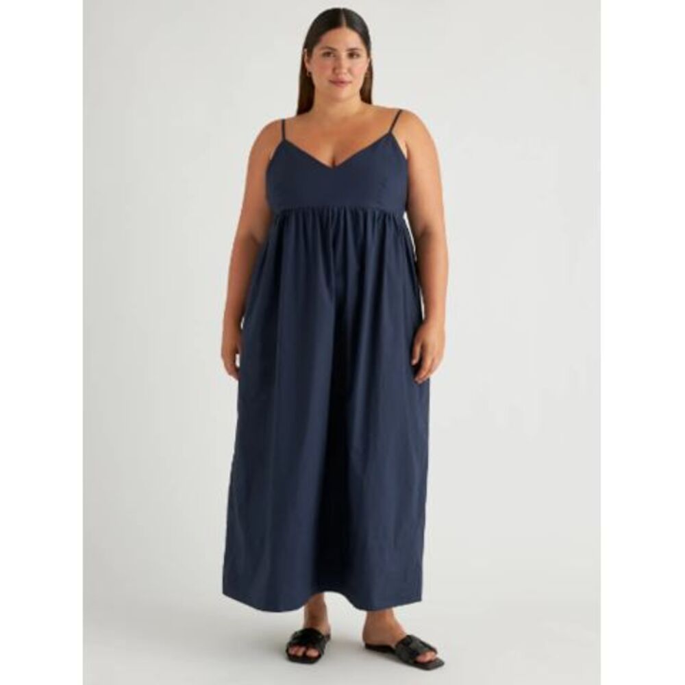 Quince 100% Organic Cotton Sleeveless Maxi Dress Blue M - NWT